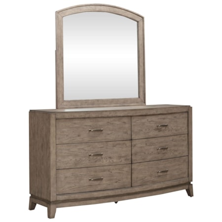 6-Drawer Dresser and Arched Mirror