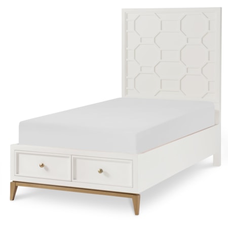 Youth Twin Panel Bed with Storage Footboard