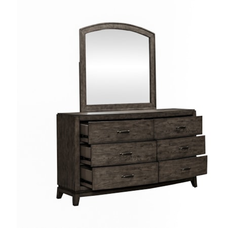 6-Drawer Dresser and Arched Mirror