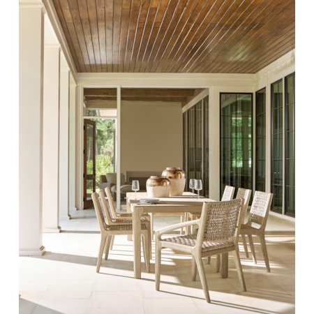 Teak Outdoor Side Chair w/Woven Seat