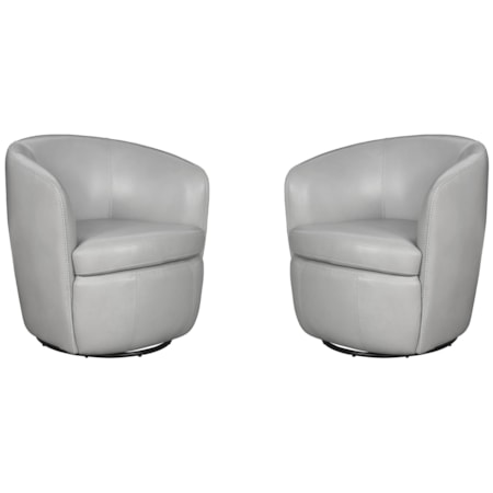 Leather Swivel Barrel Chair (Set of 2)