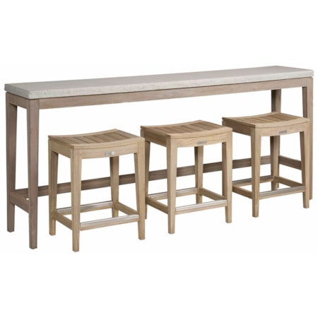 Outdoor Rectangular Console Table with Stool