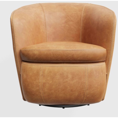 Leather Swivel Barrel Chair (Set of 2)