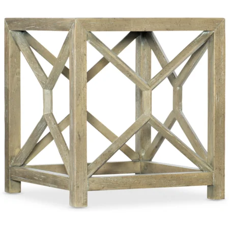 Coastal Square End Table with Stone Veneer Top