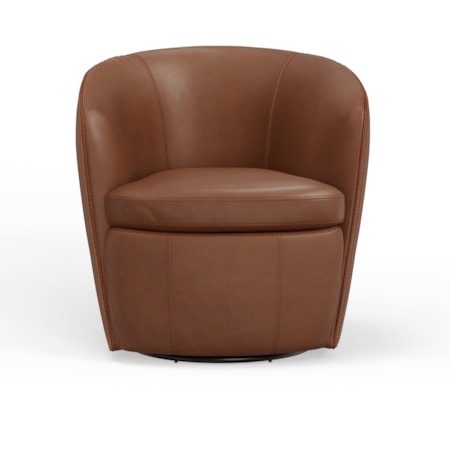 Leather Swivel Barrel Chair (Set of 2)