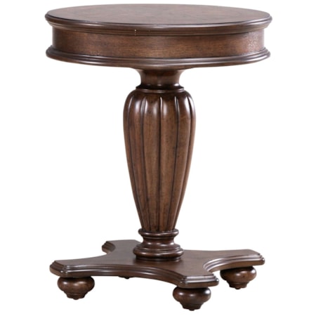 20" Round End Table with Reeded Pedestal