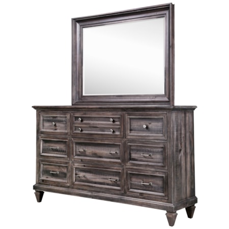 Dresser and Mirror Set