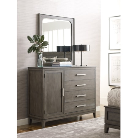 Garrison Door Bureau and Mirror Set