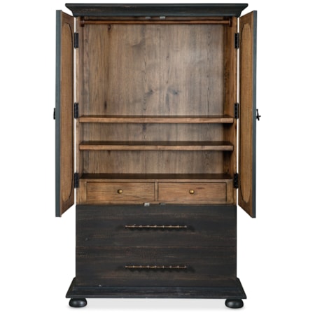 2-Door Charred Timber Bedroom Wardrobe