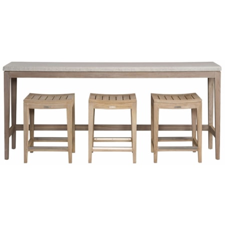Outdoor Rectangular Console Table with Stool