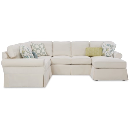 3-Pc Slipcover Sectional Sofa w/ RAF Chaise