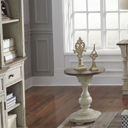 Chair Side Table with Planked Top