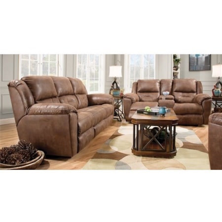 Double Reclining Console Sofa