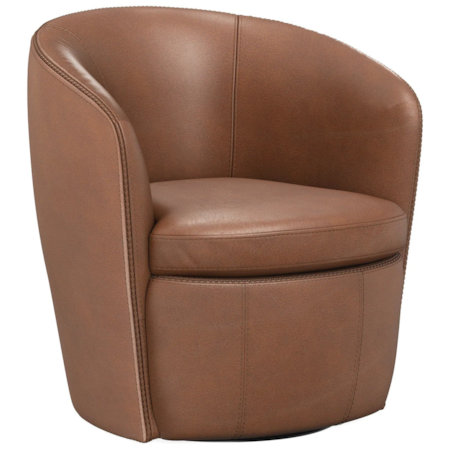 Leather Swivel Barrel Chair